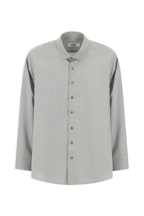 Açık Füme Uzun Kol Slim Fit Dar Kesim Desenli Pamuk Gömlek