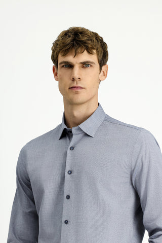  Açık Lacivert Uzun Kol Slim Fit Dar Kesim Desenli Pamuk Gömlek