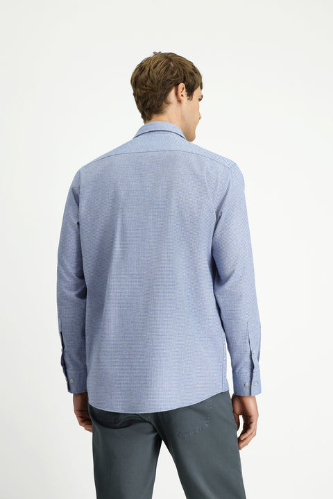 Mavi Uzun Kol Regular Fit Desenli Pamuklu Oduncu Gömlek