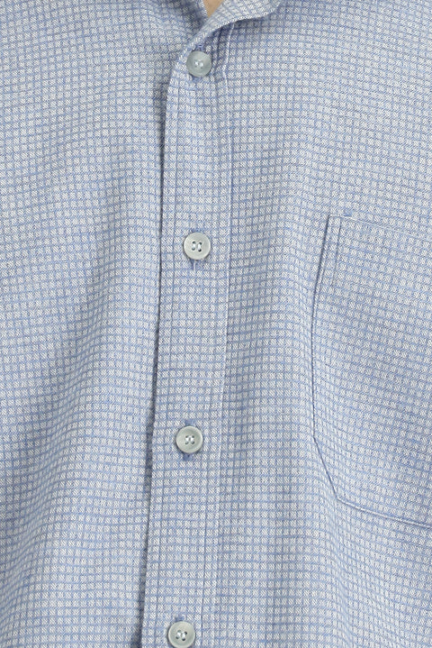 Mavi Uzun Kol Regular Fit Desenli Pamuklu Oduncu Gömlek