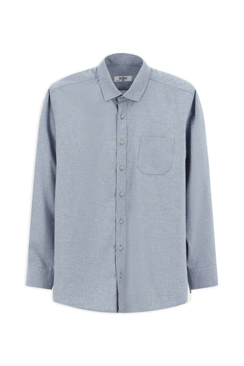 Mavi Uzun Kol Regular Fit Desenli Pamuklu Oduncu Gömlek