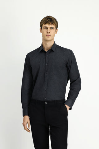  Koyu Antrasit Uzun Kol Regular Fit Desenli Pamuklu Oduncu Gömlek