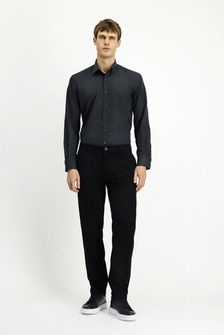  Koyu Antrasit Uzun Kol Regular Fit Desenli Pamuklu Oduncu Gömlek