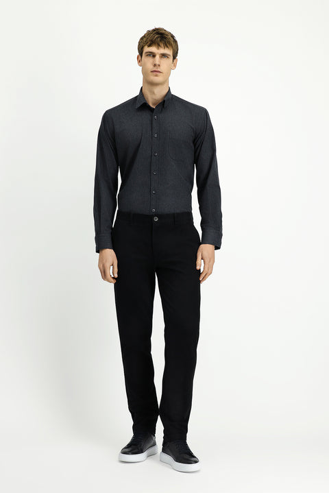 Koyu Antrasit Uzun Kol Regular Fit Desenli Pamuklu Oduncu Gömlek