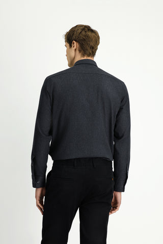  Koyu Antrasit Uzun Kol Regular Fit Desenli Pamuklu Oduncu Gömlek