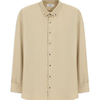 Orta Bej Uzun Kol Regular Fit Desenli Düğmeli Yaka Pamuklu Oduncu Gömlek