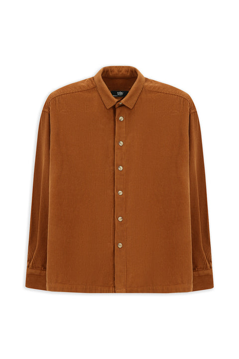 Tarçın  Uzun Kol Oversize Ekstra Rahat Kesim Pamuk Spor Kadife Gömlek