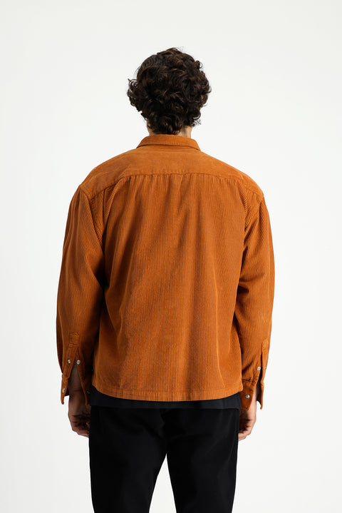 Tarçın  Uzun Kol Oversize Ekstra Rahat Kesim Pamuk Spor Kadife Gömlek