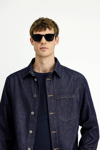  Koyu Mavi  Uzun Kol Regular Fit Pamuk Spor Denim Gömlek / Mont