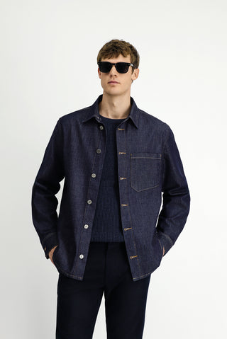  Koyu Mavi  Uzun Kol Regular Fit Pamuk Spor Denim Gömlek / Mont