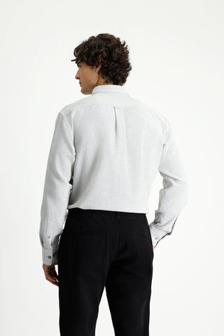  Açık Gri Uzun Kol Regular Fit Desenli Düğmeli Yaka Pamuklu Kolay Ütülenebilir Gömlek