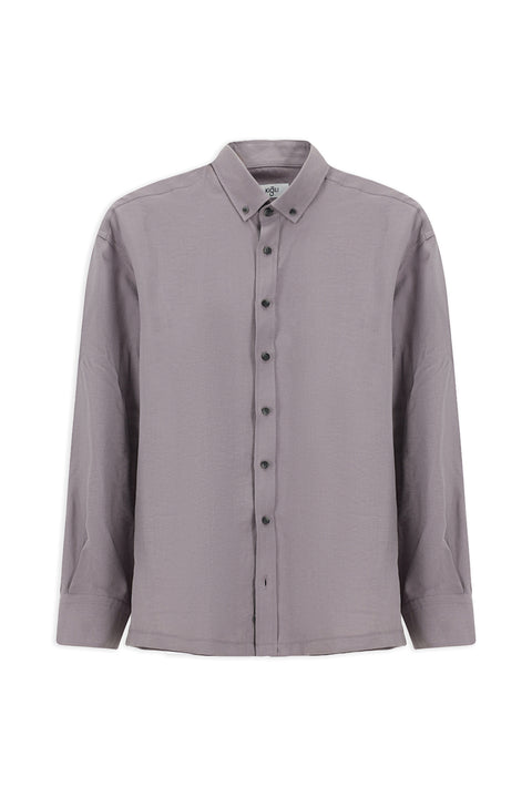 Lila Uzun Kol Oversize Ekstra Rahat Kesim Düğmeli Yaka Lyocell Karışımlı Gömlek