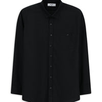 Siyah Uzun Kol Regular Fit Cepli Yünlü Gömlek