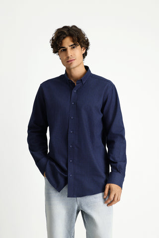  İndigo Uzun Kol Regular Fit Düğmeli Yaka Spor Pamuk Ekose Oduncu Gömlek