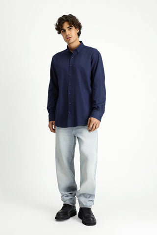  İndigo Uzun Kol Regular Fit Düğmeli Yaka Spor Pamuk Ekose Oduncu Gömlek