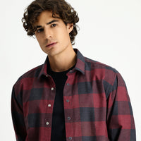 Açık Kırmızı Uzun Kol Regular Fit Spor Pamuk Ekose Oduncu Gömlek