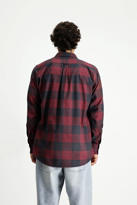 Açık Kırmızı Uzun Kol Regular Fit Spor Pamuk Ekose Oduncu Gömlek