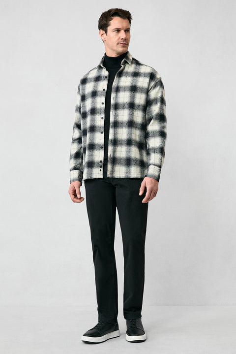 Siyah Uzun Kol Oversize Ekstra Rahat Kesim Ekose Pamuk Oduncu Kışlık Gömlek