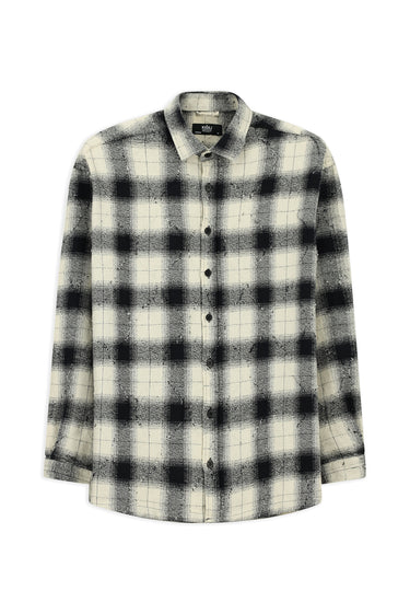  Siyah Uzun Kol Oversize Ekstra Rahat Kesim Ekose Pamuk Oduncu Kışlık Gömlek