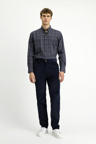  Koyu Füme Uzun Kol Regular Fit Düğmeli Yaka Spor Pamuk Ekose Oduncu Gömlek