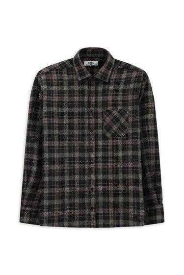  Siyah Uzun Kol Regular Fit Cepli Ekose Pamuk Oduncu Kışlık Gömlek