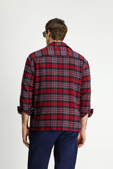Bayrak Kırmızı Uzun Kol Oversize Ekstra Rahat Kesim Ekose Pamuk Shacket Oduncu Gömlek