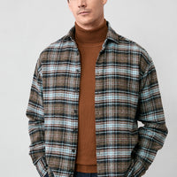 Orta Kahve Uzun Kol Oversize Ekstra Rahat Kesim Ekose Pamuk Oduncu Kışlık Gömlek