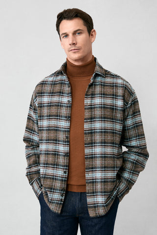  Orta Kahve Uzun Kol Oversize Ekstra Rahat Kesim Ekose Pamuk Oduncu Kışlık Gömlek