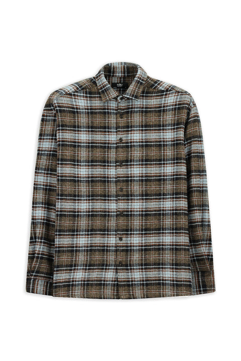 Orta Kahve Uzun Kol Oversize Ekstra Rahat Kesim Ekose Pamuk Oduncu Kışlık Gömlek