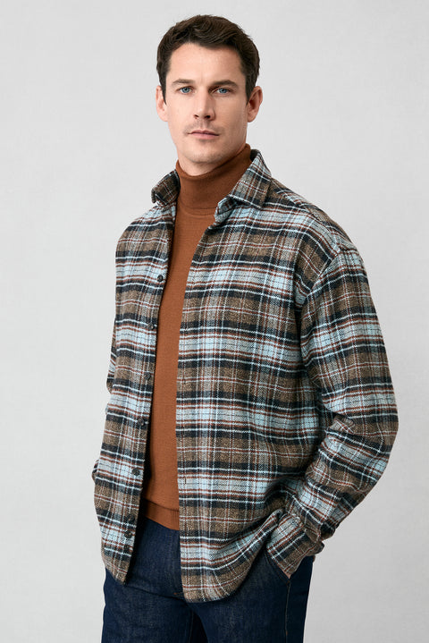 Orta Kahve Uzun Kol Oversize Ekstra Rahat Kesim Ekose Pamuk Oduncu Kışlık Gömlek