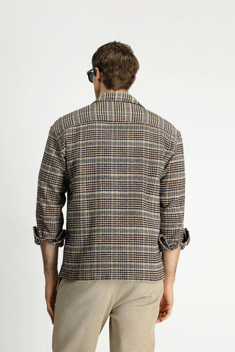 Orta Kahve Uzun Kol Oversize Ekstra Rahat Kesim Ekose Pamuk Shacket Oduncu Gömlek