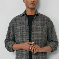 Orta Antrasit Uzun Kol Oversize Ekstra Rahat Kesim Ekose Pamuk Oduncu Kışlık Gömlek