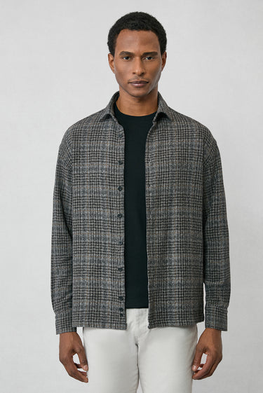  Orta Antrasit Uzun Kol Oversize Ekstra Rahat Kesim Ekose Pamuk Oduncu Kışlık Gömlek