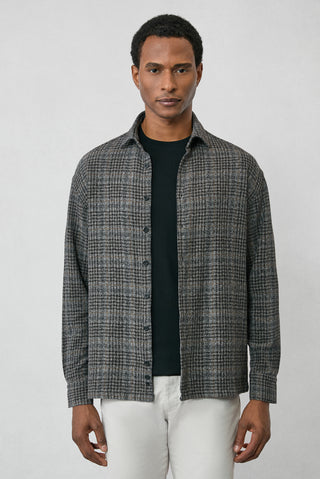  Orta Antrasit Uzun Kol Oversize Ekstra Rahat Kesim Ekose Pamuk Oduncu Kışlık Gömlek