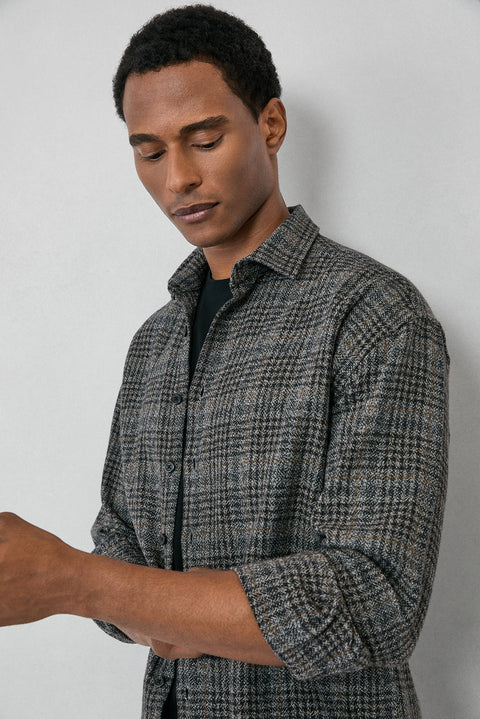 Orta Antrasit Uzun Kol Oversize Ekstra Rahat Kesim Ekose Pamuk Oduncu Kışlık Gömlek