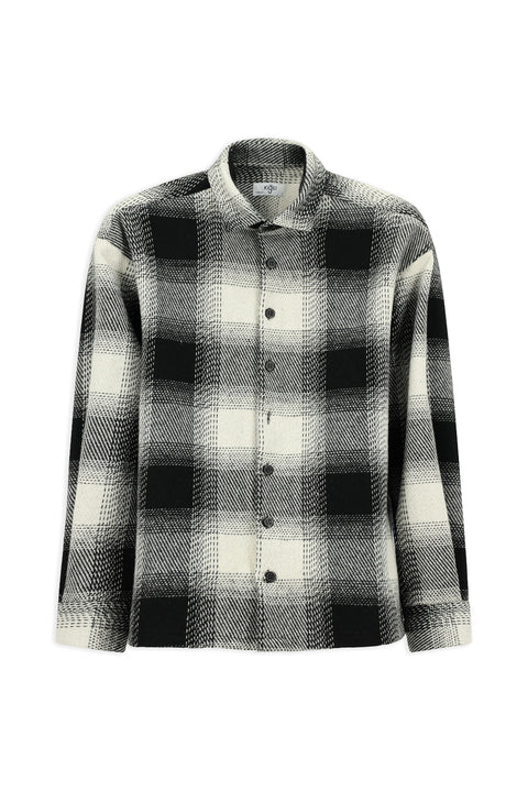 Siyah Uzun Kol Oversize Ekstra Rahat Kesim Spor Ekose Shacket Oduncu Pamuklu Gömlek / Mont