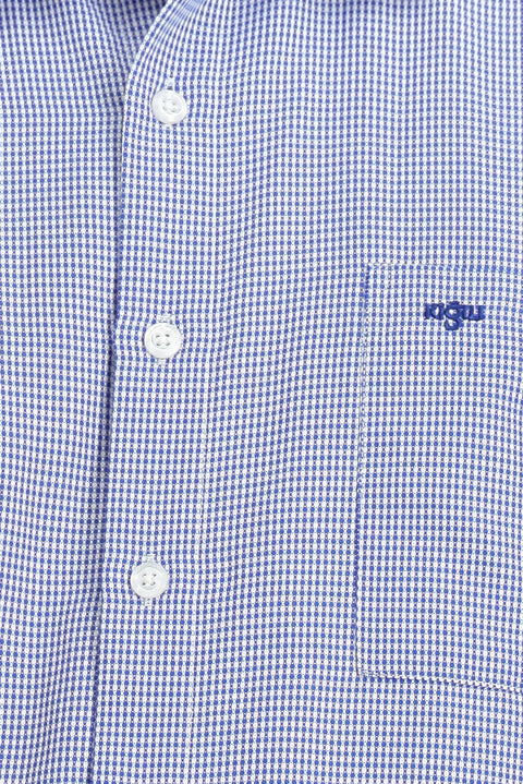 Koyu Mavi  Uzun Kol Klasik Desenli Cepli Pamuklu Kolay Ütülenebilir Gömlek