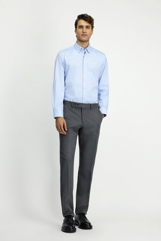  Açık Mavi Uzun Kol Klasik Çizgili Pamuk Gömlek