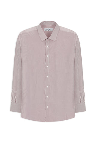  Kiremit Uzun Kol Klasik Çizgili 4 Mevsim Pamuklu Kolay Ütülenebilir Gömlek