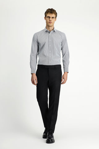  Açık Antrasit Uzun Kol Klasik Çizgili Pamuklu Kolay Ütülenebilir Gömlek