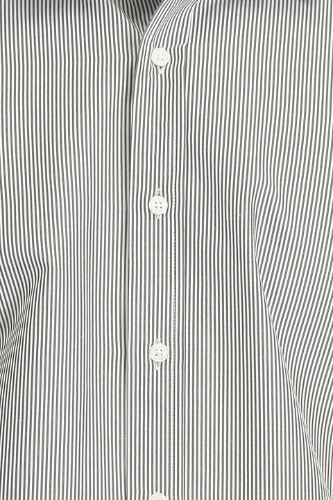 Açık Antrasit Uzun Kol Klasik Çizgili 4 Mevsim Pamuklu Kolay Ütülenebilir Gömlek