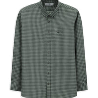 Çimen Yeşili Uzun Kol Regular Fit Ekose Düğmeli Yaka Cepli Pamuk Gömlek