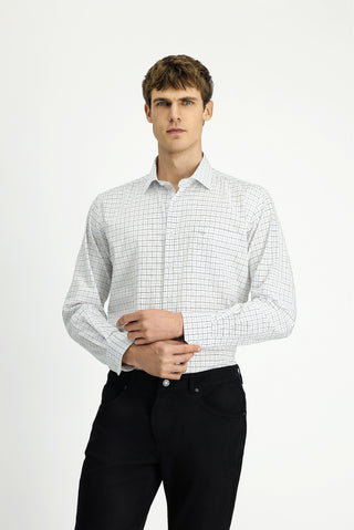  Orta Füme Uzun Kol Klasik Ekose Pamuk Gömlek