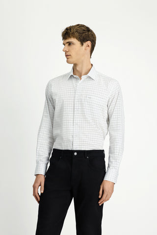  Orta Füme Uzun Kol Klasik Ekose Pamuk Gömlek