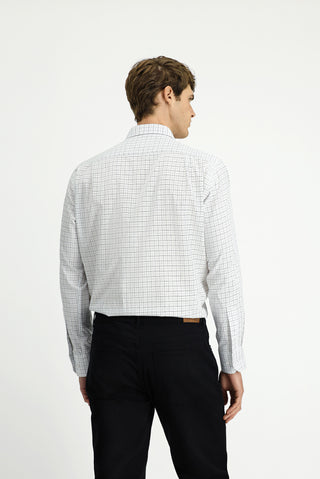  Orta Füme Uzun Kol Klasik Ekose Pamuk Gömlek