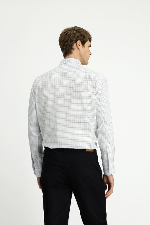 Orta Füme Uzun Kol Klasik Ekose Pamuk Gömlek