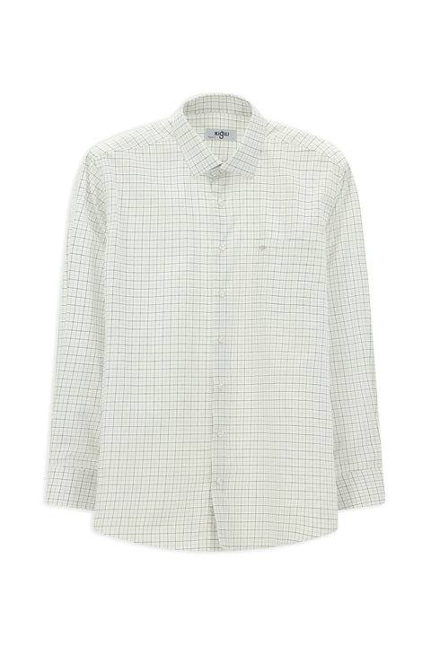 Orta Füme Uzun Kol Klasik Ekose Pamuk Gömlek