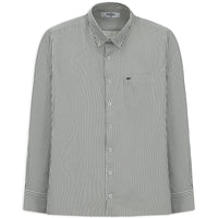 Açık Antrasit Uzun Kol Regular Fit Çizgili Düğmeli Yaka Pamuklu Kolay Ütülenebilir Gömlek