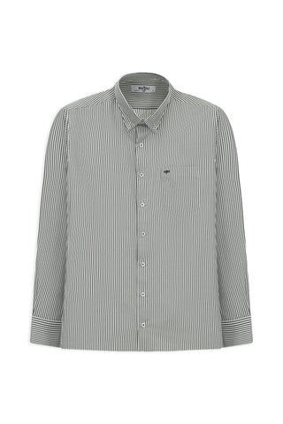  Açık Antrasit Uzun Kol Regular Fit Çizgili Düğmeli Yaka Pamuklu Kolay Ütülenebilir Gömlek