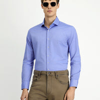 Koyu Mavi  Uzun Kol Slim Fit Dar Kesim Klasik Pamuklu Gömlek